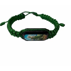 St Jude Bracelet Knotted Rope Hand Made Green San Judas Pulsera